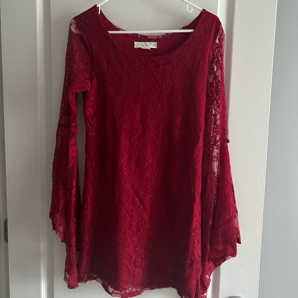 Vintage red lace mini dress
